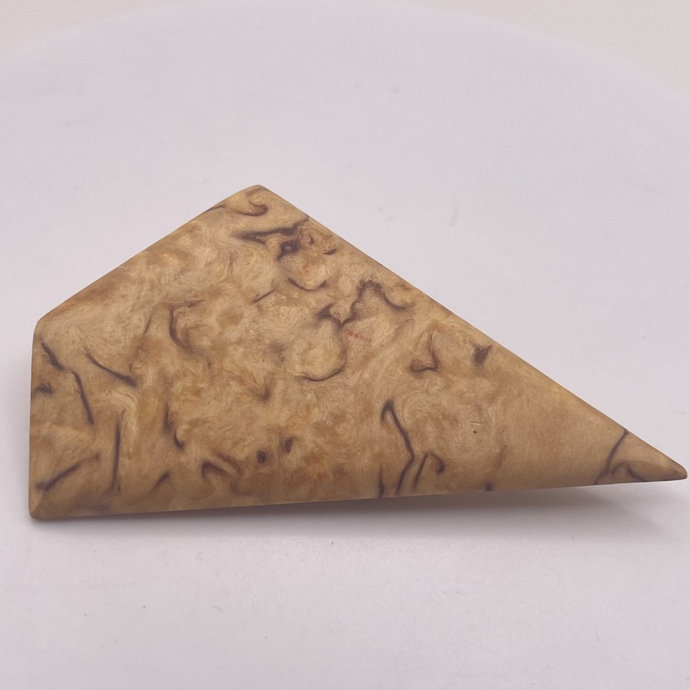 Vintage Faux Burl Wood Resin Geometric Brooch Pin Neutral Minimalist 1980s